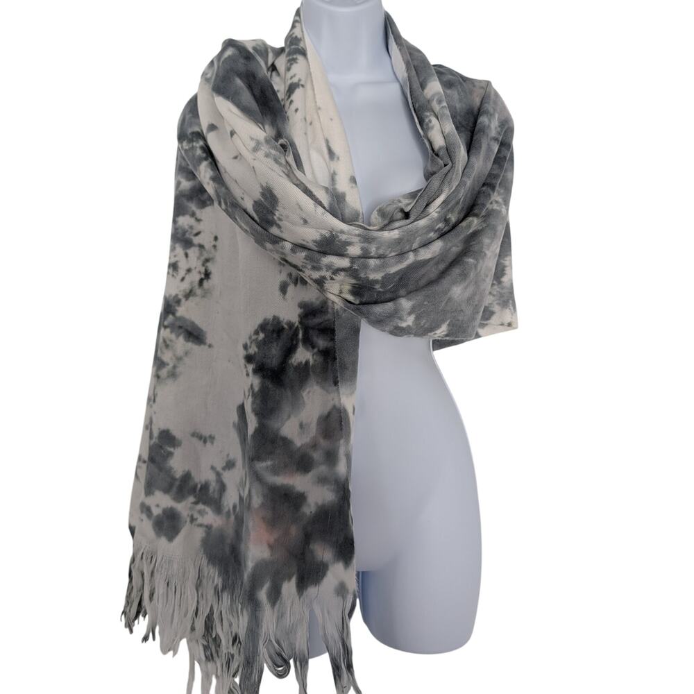 Tie Dye Fringe Scarf by BP in Gray White Pink - Picture 2 of 10